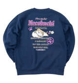 NECOBUCHI-SAN 裏起毛クルーネックトレーナー フェードネイビー