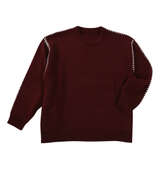 PLES 7Gダブルジャガードクルーネックセーター ワイン