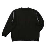 PLES 7Gダブルジャガードクルーネックセーター ブラック