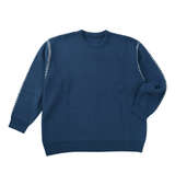 PLES 7Gダブルジャガードクルーネックセーター ブルーグレー