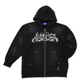 SEQUENZ パウダースプレーブリーチ加工フルジップパーカー ブラック