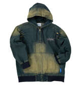 SEQUENZ ウォッシュドデニムフルジップパーカー ネイビー