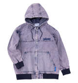 SEQUENZ ウォッシュドデニムフルジップパーカー ローズ