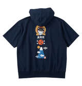 黒柴印和んこ堂 富士山半袖フルジップパーカー ネイビー