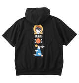 黒柴印和んこ堂 富士山半袖フルジップパーカー ブラック