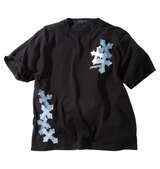 in the attic デニムクロスパッチワーク半袖Tシャツ ブラック