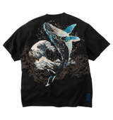 絡繰魂 座頭鯨飛翔半袖Tシャツ ブラック