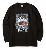 黒柴印和んこ堂 和み柴っこ天竺長袖Tシャツ ブラック