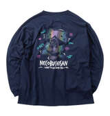 NECOBUCHI-SAN 天竺長袖Tシャツ ネイビー
