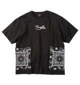 SHELTY 天竺刺繍バンダナ柄ポケット付半袖Tシャツ ブラック