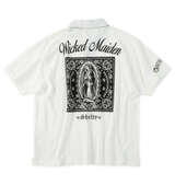 SHELTY 鹿の子刺繍&マリアプリント半袖ポロシャツ オフホワイト