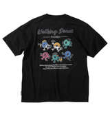 Walking Donut T/C天竺刺繍発泡プリント半袖Tシャツ ブラック