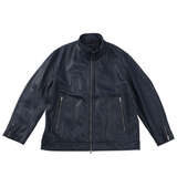 TETE HOMME スタンドカラーレザーブルゾン ネイビー