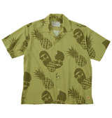 FUN for modemdesign PINEAPPLE OJI柄半袖アロハシャツ ベージュ×オリーブ