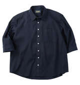 Mc.S.P TC麻スラブ七分袖レギュラーカラーシャツ ネイビー
