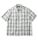 Mc.S.P 麻混ハイブリッドオンブレチェック半袖レギュラーカラーシャツ オフホワイト