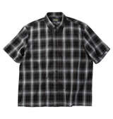 Mc.S.P 麻混ハイブリッドオンブレチェック半袖レギュラーカラーシャツ ブラック