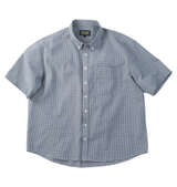 Mc.S.P 吸汗速乾TCシアサッカーギンガムチェックB.D半袖シャツ ネイビー