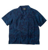 Mc.S.P 総柄プリントオープンカラー半袖シャツ ブルー