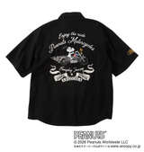 FLAGSTAFF×PEANUTS スヌーピーコラボ半袖リップストップシャツ ブラック