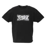 SY32 by SWEET YEARS ペイズリーボックスロゴ半袖Tシャツ ブラック