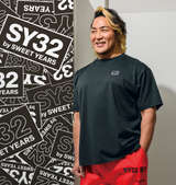 SY32 by SWEET YEARS バックサークルスターロゴ半袖Tシャツ ブラック