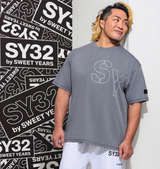 SY32 by SWEET YEARS ステンシルロゴ半袖Tシャツ ブラック×グレー