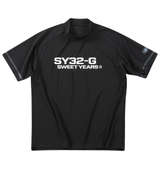 SY32 by SWEET YEARS マットストレッチポンチ半袖モックネックシャツ ブラック