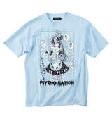PSYCHO NATION サイコ×寝田ルネ メイド半袖Tシャツ サックス