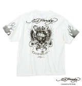 Ed Hardy 天竺刺繍&プリント半袖Tシャツ オフホワイト
