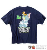 TOM and JERRY 天竺プリントポケット付半袖Tシャツ ネイビー