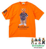 Teddy Bear 天竺プリント半袖Tシャツ オレンジ