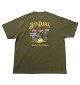 BEN DAVIS スーベニア刺繍半袖Tシャツ カーキ