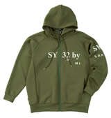 SY32 by SWEET YEARS ダンボールニットフルジップパーカー カーキ