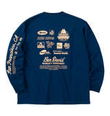 BEN DAVIS スポンサードプリント長袖Tシャツ コバルトブルー