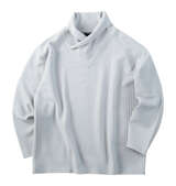 TETE HOMME バイアスパネル柄ボリュームネック長袖Tシャツ ライトグレー