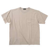 EL.FO 無地ポケット付タフ衿クルーネック半袖Tシャツ ベージュ