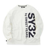 SY32 by SWEET YEARS バーティカルロゴ長袖Tシャツ ホワイト