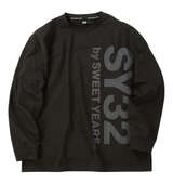SY32 by SWEET YEARS バーティカルロゴ長袖Tシャツ ブラック