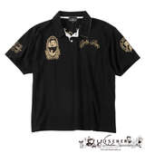 BETTY BOOP 鹿の子刺繍&プリント半袖ポロシャツ ブラック