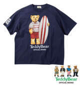 Teddy Bear 天竺プリント半袖Tシャツ ネイビー
