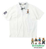 Teddy Bear 鹿の子刺繍&プリント半袖ポロシャツ オフホワイト