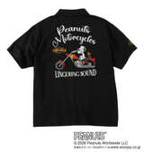 FLAGSTAFF×PEANUTS スヌーピーコラボ半袖ポロシャツ ブラック