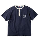 BEN DAVIS リンガーヘンリーネック半袖Tシャツ ネイビー