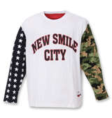 UP!SMILE クレイジー切替長袖Tシャツ ホワイト