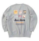 BEN DAVIS ラベルロゴクルーネックスウェット ミックスグレー
