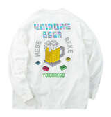 YOIDORE ビールブロック長袖Tシャツ ホワイト