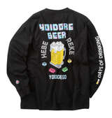 YOIDORE ビールブロック長袖Tシャツ ブラック