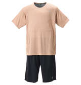 Colantotte ACTIVE カチオンメッシュラグラン半袖Tシャツ+ハニカムメッシュハーフパンツ ブラウン×ブラック