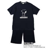 PEANUTS 天竺ラグラン半袖Tシャツ+ハーフパンツ ネイビー